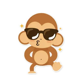 😎 ee771e61 猴子, 卡通, 动物, 太阳镜, 贴纸, 可爱 telegram sticker