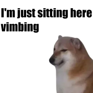 🐶 676f0920 I'm just sitting here vimbing doge, meme, hond, zittend telegram sticker
