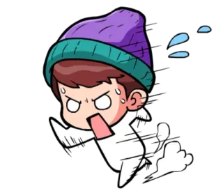 🏃 009de89f Kreskówka, Bieganie, Chibi, Przestraszony, Słodki, Spocony telegram sticker