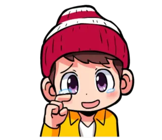 😢 0bc44c90 płacz, smutny, emocje, łzy, kreskówka, postać, chłopiec, ilustracja telegram sticker