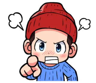 😡 2383491d Kreskówka, Zły, Osoba, Czapka, Wskazywanie, Zmartwiony, Anime, Sfrustrowany telegram sticker