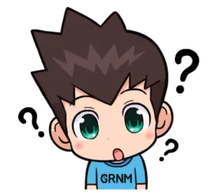 ❓ 44c840a0 GRNM kreskówka, znak zapytania, zmieszany, myślenie, chibi, anime telegram sticker