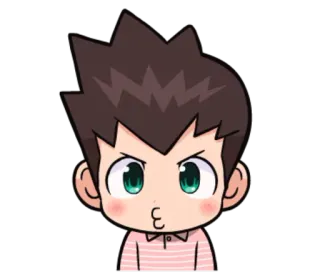 😗 48238955 Kreskówka, Chibi, Słodki, Postać, Chłopiec, Różowy telegram sticker