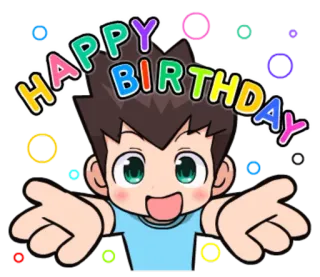 🎂 524bb43d HAPPY BIRTHDAY urodziny, świętowanie, powitanie, kreskówka, szczęśliwy, dziecko telegram sticker