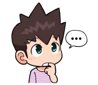 🤔 797425b8 Kreskówka, Myślenie, Chłopiec, Słodki, Dymek telegram sticker