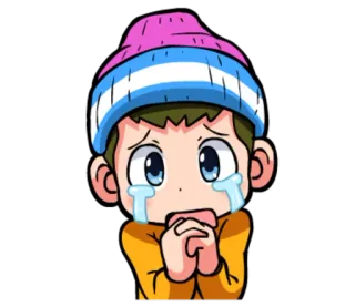 😭 8be7e671 płacz, smutny, chłopiec, kreskówka, emocjonalny, zdenerwowany, łzy telegram sticker