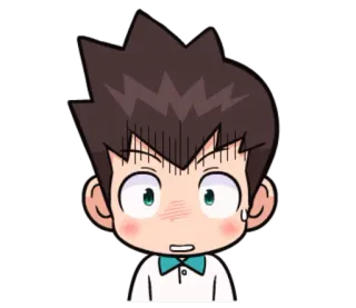 😐 e9d25da1 Kreskówka, Anime, Męski, Znerwicowany, Zawstydzony, Muszka telegram sticker