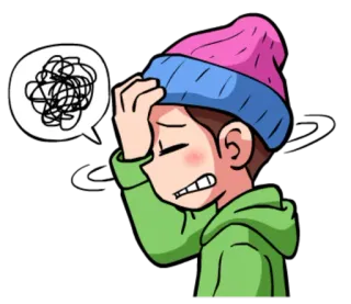 😣 fc9b11a9 dezorientacja, frustracja, stres, zmartwienie, lęk, kreskówka telegram sticker