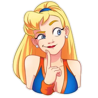 🤔 26e6712a 女人, 金发, 卡通, 人物, 女孩, 贴纸 telegram sticker