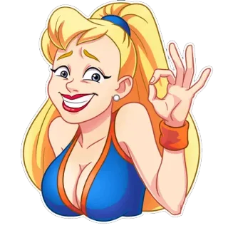 😅 46b2282e 卡通, 女人, 好的, 手势, 金发 telegram sticker