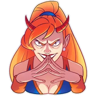 😈 676dc190 恶魔, 卡通, 女人, 角, 邪恶, 角色 telegram sticker