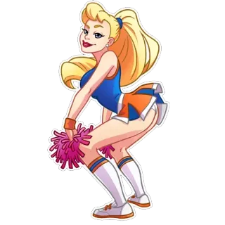 💃 9bc54b73 啦啦队, 卡通, 绒球, 制服, 女孩, 舞蹈 telegram sticker