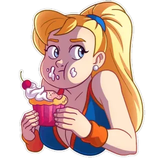 🐹 d8223bae 女人, 纸杯蛋糕, 卡通, 甜点, 食物 telegram sticker
