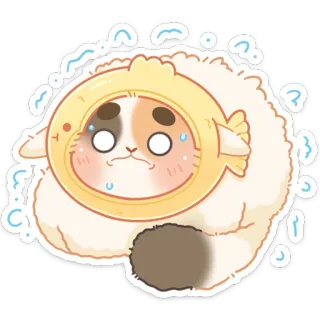 😮 ddc5949d chat, mignon, animé, chapeau de poisson, transpiration, nerveux telegram sticker