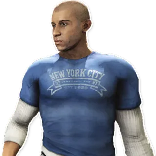 😐 6693ac19 NEW YORK CITY Mann, kahlköpfig, T-Shirt, New York City, Stadt, New York telegram sticker