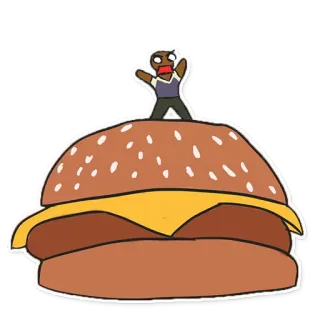 🙌 cb71ca1f Burger, Essen, Cartoon, Mann telegram sticker