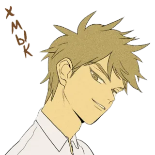 😏 635320c3 XMBKK 动漫, 角色, 男性, 坏笑, 卡通, 肖像 telegram sticker