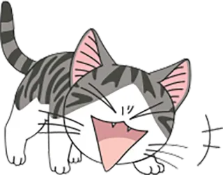 😂 1967ad62 cat, cute, animal, kitten, grey tabby, anime, manga, yawning telegram sticker