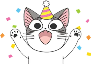 🎉 8e61e24b Chi Chi's Sweet Home cat, anime, cute, party, celebration, cartoon telegram sticker