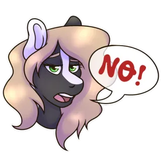 👎 5540c89f NO! Poney, Non, Dessin animé, Autocollant, Animal telegram sticker