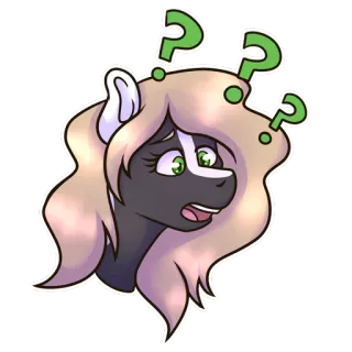 ❓ 89c25647 poney, cheval, points d'interrogation, confus, dessin animé, animal, autocollant telegram sticker