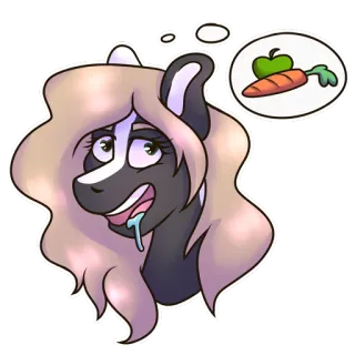 🍖 8c4b0dc5 cheval, dessin animé, animal, rêve, nourriture, carotte, pomme, poney telegram sticker