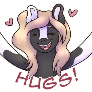 👭 94324940 HUGS! cheval, animal, dessin animé, câlins, coeurs, salutation, amour telegram sticker