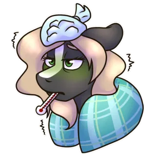 😷 c7f96b24 maladie, malade, thermomètre, dessin animé, rhume, grippe, maux de tête telegram sticker