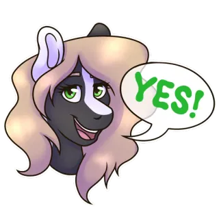 👍 e11680c3 YES! poney, oui, accord, animal, dessin animé, affirmatif, positif telegram sticker