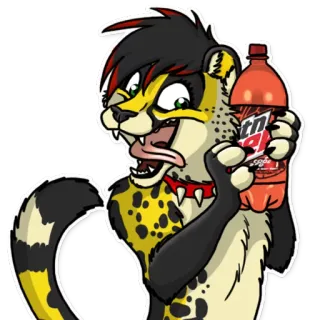 🍾 13366e8b Furry, Cartoon, Antropomorf, Soda, Luipaard, Drank whatsapp sticker