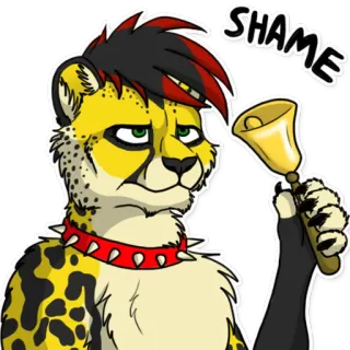 😒 41778307 SHAME schaamte, cheeta, bel, furry, halsband, cartoon, dier whatsapp sticker