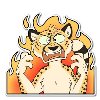 💢 472b2106 báo gêpa, tức giận, hoạt hình, ngọn lửa, động vật telegram sticker