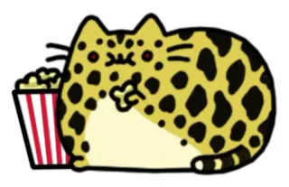 🥳 41101765 chat, pop-corn, autocollant, dessin animé, animal, nourriture, collation, mignon telegram sticker