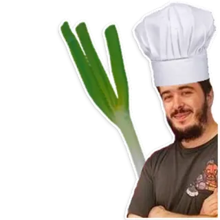 😉 e14a2af5 厨师, 烹饪, 韭葱, 食物, 厨房, 蔬菜 telegram sticker