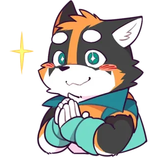 🤩 349c2771 kot, szylkret, anime, błagający, słodki whatsapp sticker