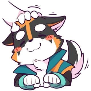 😋 e4eeef1d uroczy, zwierzę, pies, kawaii, wilk whatsapp sticker