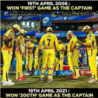 😍 055d39e2 MS Dhoni 19TH APRIL 2008:
WON 'FIRST' GAME AS THE CAPTAIN
19TH APRIL 2021:
WON '200TH' GAME AS THE CAPTAIN Cricket, Sport, Capitaine, Équipe, Athlète, Jeu telegram sticker