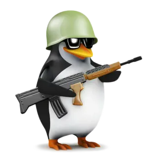 😎 bf3f44d3 pingwin, broń, żołnierz, wojsko, hełm, broń telegram sticker