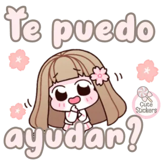 🌸 2caab92e Te puedo ayudar? imut, gadis, stiker, bantuan, asistensi telegram sticker