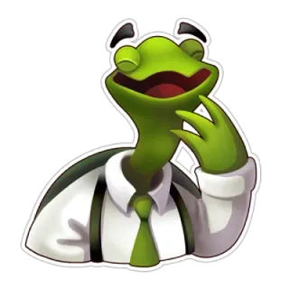 😄 ce2298e9 frog, green, character, suspicious, thinking, suit, tie, funny telegram sticker
