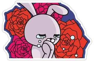 💔 bf7f59cc Hase, Häschen, weinen, Tränen, traurig, Blumen, Cartoon telegram sticker
