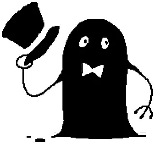 🤪 cc607388 fantasma, cartone animato, cappello, papillon, spaventoso, amichevole whatsapp sticker