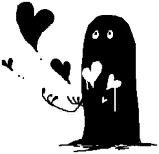 😠 e6586e00 cuore, amore, cartone animato, bianco e nero, carino, mostro whatsapp sticker