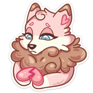 💔 5ac9c170 милый, животное, лиса, розовый, сердце, наклейка, мультфильм telegram sticker