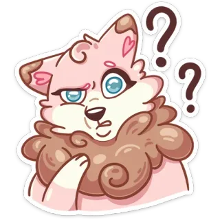 ❓ ab436815 мультфильм, вопрос, в замешательстве, розовый, животное, пушистый, собака, каваи telegram sticker