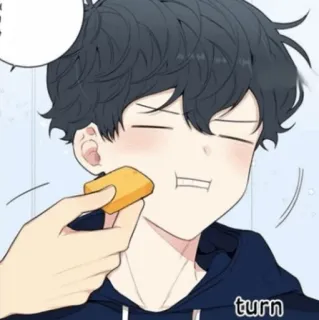 🐚 eefb8687 turn Anime, Ragazzo, Mangiare, Cartone animato, Cibo telegram sticker
