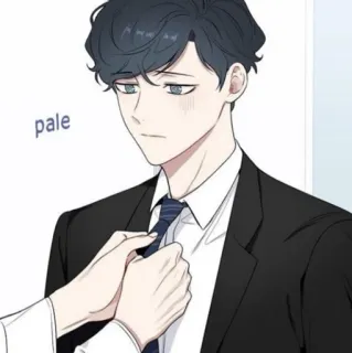 🐚 f8bd5e75 pale uomo, anime, completo, cravatta, pallido, illustrazione telegram sticker