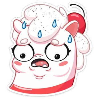 😓 17c36bf9 Kreskówka, Pot, Deser, Wiśnia, Słodkie, Zabawne telegram sticker