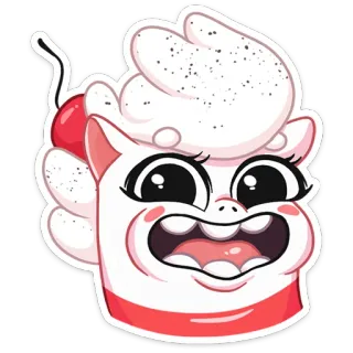 😃 319bfd5d kreskówka, deser, słodki, wiśnia, zwierzę, zabawa, babeczka telegram sticker