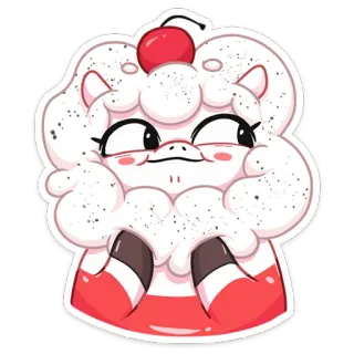🍒 364c6a7e babeczka, deser, słodkie, kawaii, wiśnia, jedzenie, słodki, kreskówka telegram sticker